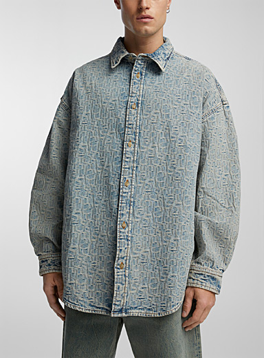 Acne Studios Blue Jacquard monogram denim shirt for men