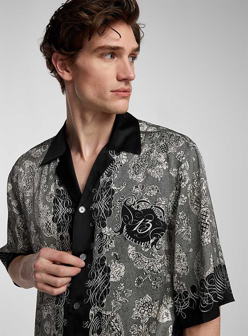 Acne Studios Patterned Black Sowen satiny shirt for men
