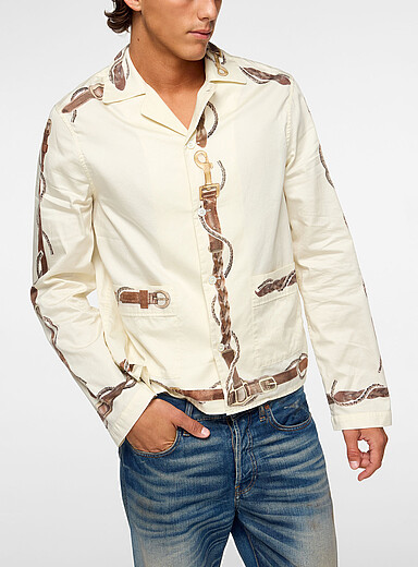 Acne Studios Patterned White Equestrian print cabana shirt for men