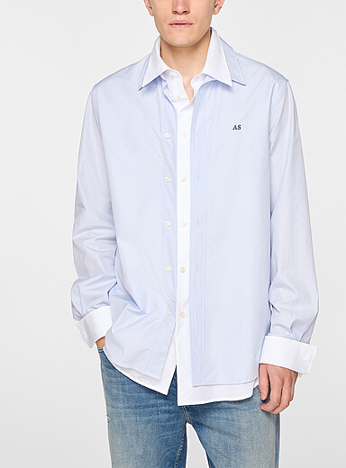 Acne Studios Blue Overlaid effect loose shirt for men