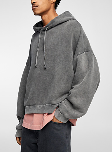 Acne Studios Black Faded cropped hoodie for men