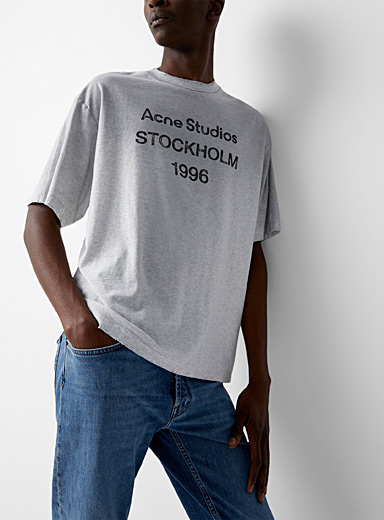 Acne Studios: Le t-shirt signature délavée Gris pour homme