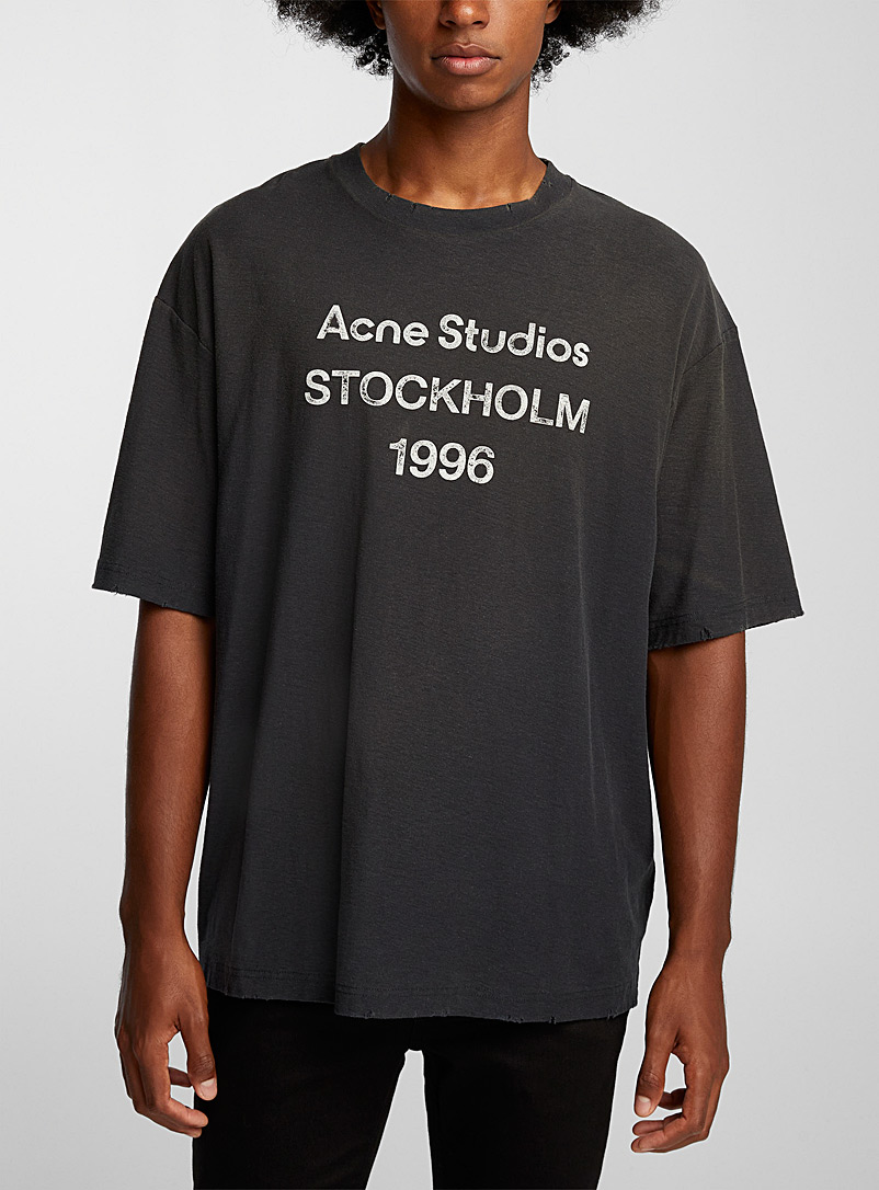 Acne Studios: Le t-shirt signature délavée coton bio et chanvre Assorti pour homme