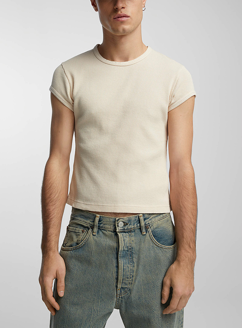 Acne Studios: Le t-shirt ajusté texture gaufrée Rose pour homme