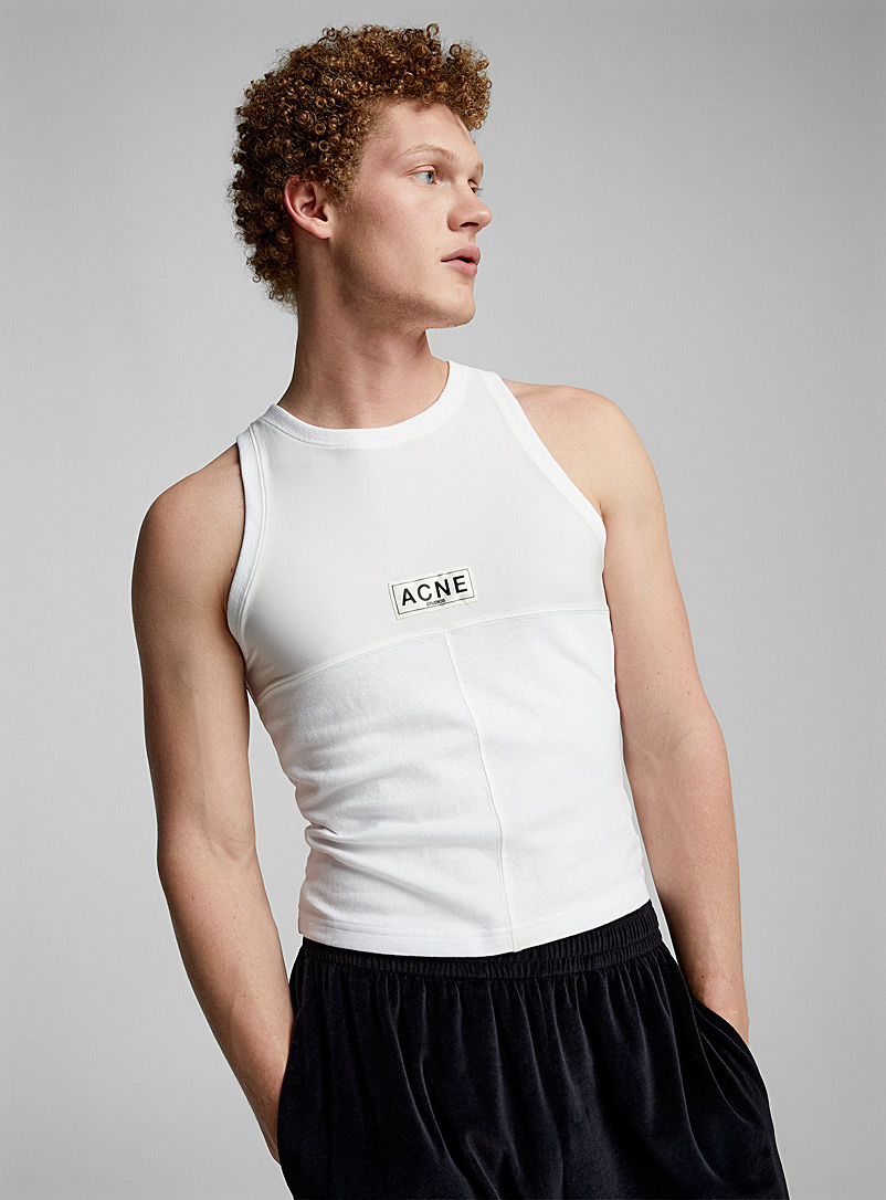 Acne Studios Off White Mixed fabrics white cami for men