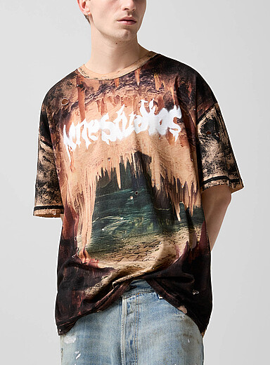 Acne Studios Patterned Black Cavern print distressed T-shirt for men