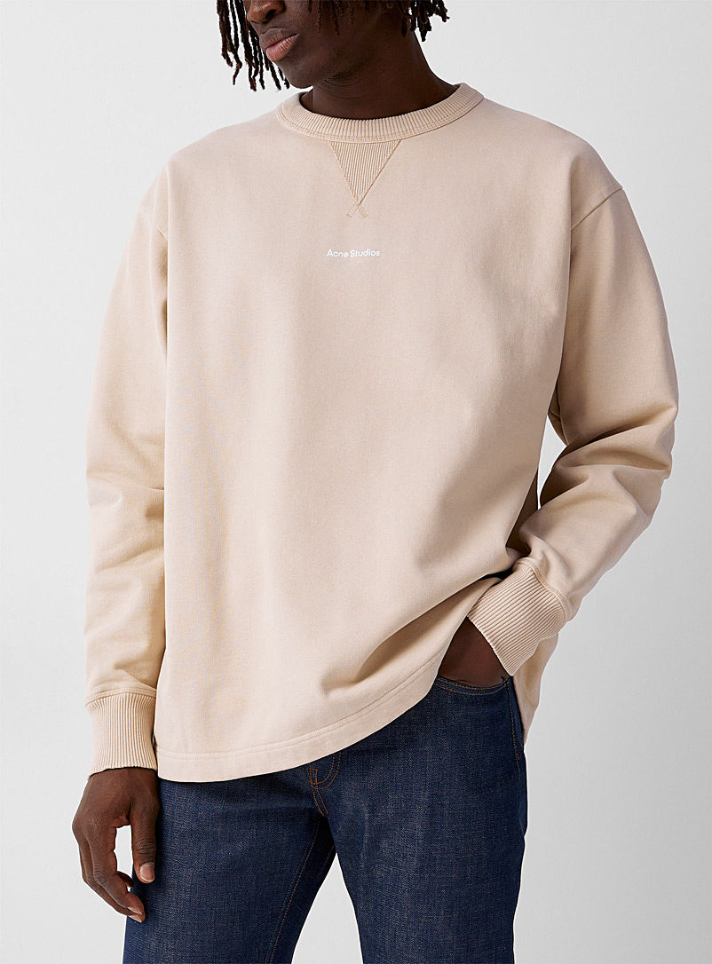 Acne Studios Cream Beige Minimalist signature sweatshirt for men