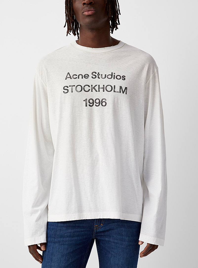 Acne Studios: Le t-shirt signature 1996 manches longues Blanc pour homme