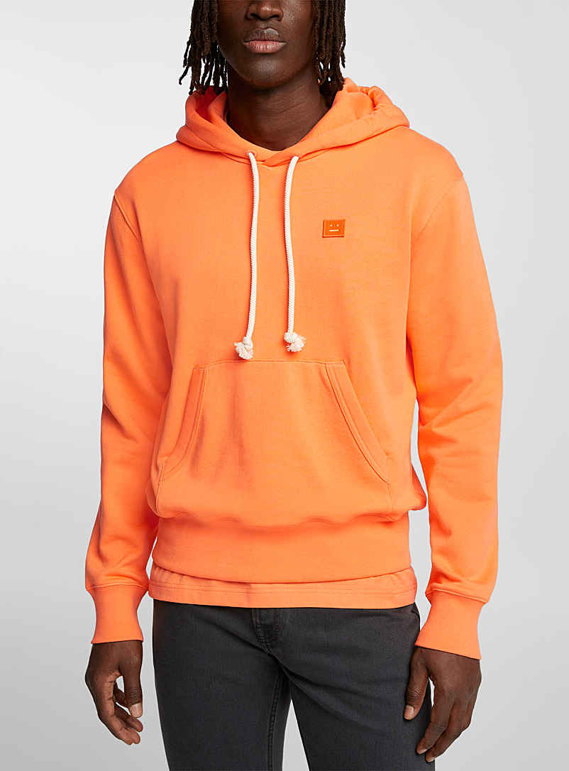 Acne Studios Orange Face neon orange hoodie for men