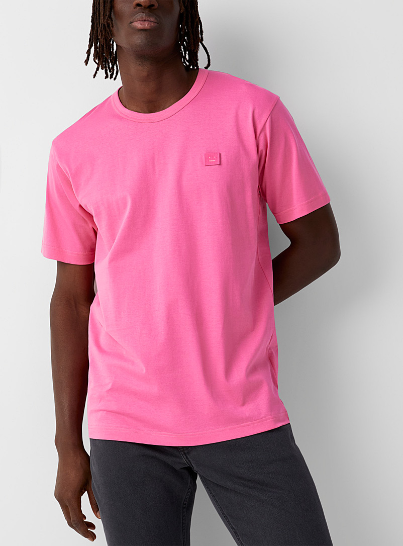 Acne Studios Pink Face crest plain T-shirt for men