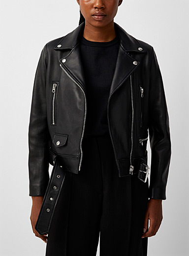 Acne Studios Black Leather biker jacket for women