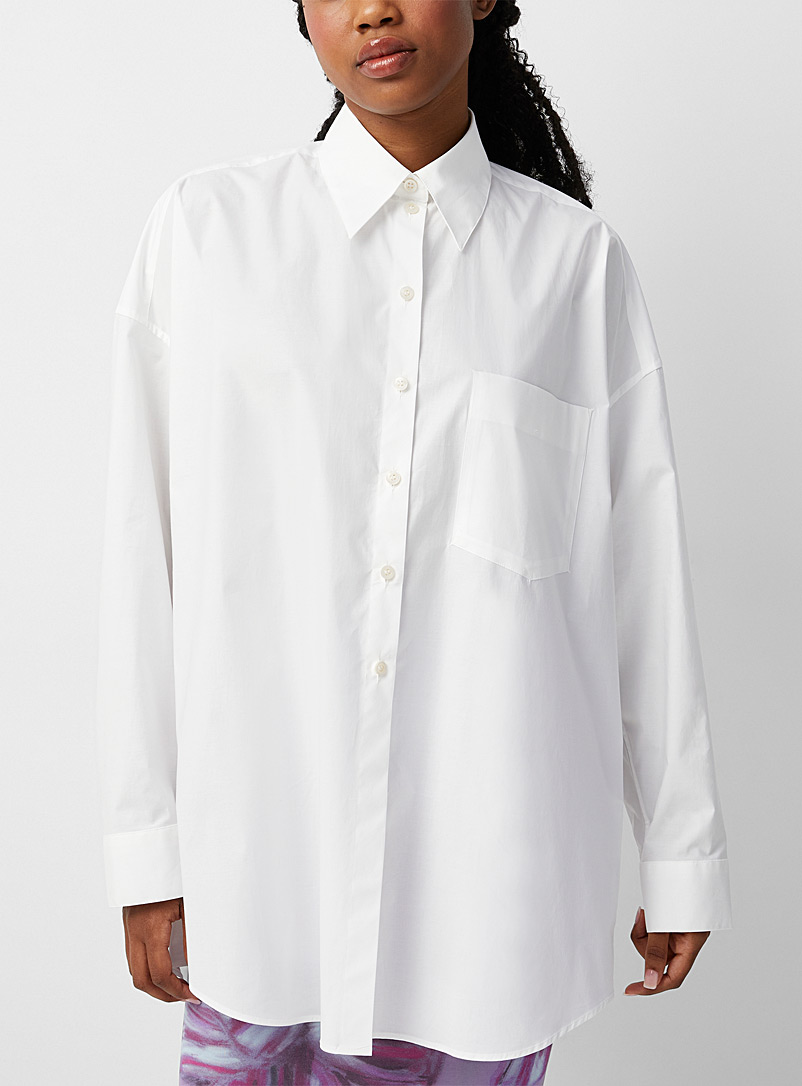 Acne Studios: La chemise de popeline imposante Blanc pour femme