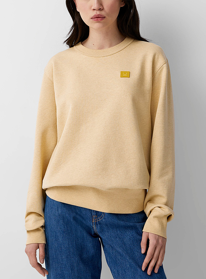 Acne Studios Light Yellow Face crest crew-neck sweatshirt for women