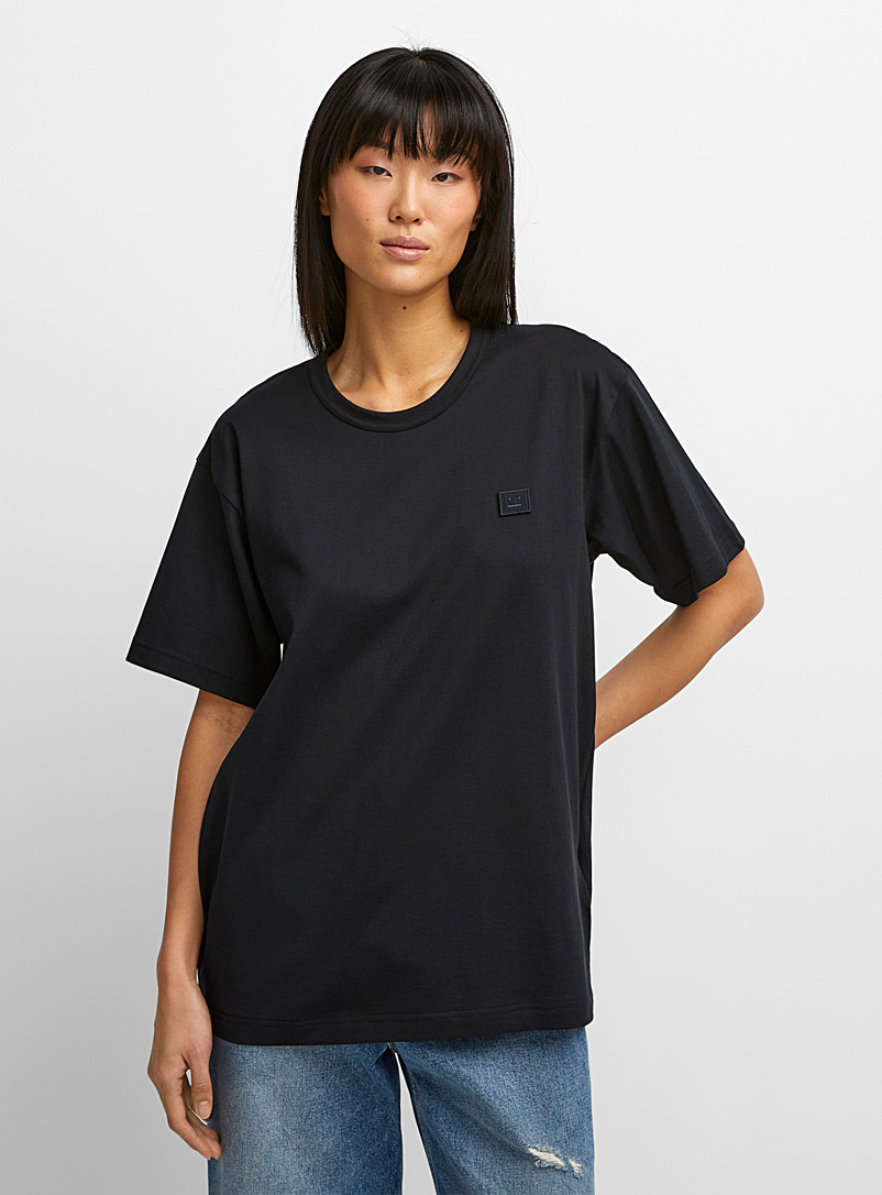 Acne Studios Black Face patch plain T-shirt for women