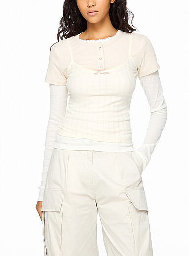 Acne Studios Off White Off-white layered-effect T-shirt for women