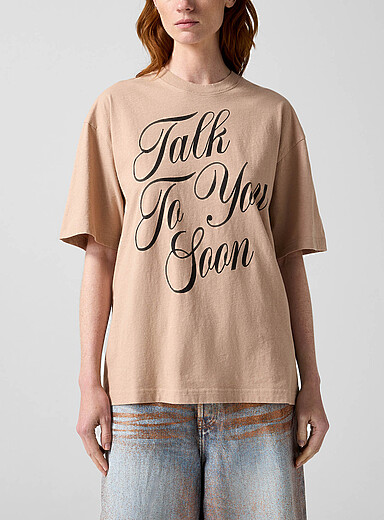 Acne Studios Ivory/Cream Beige Talk To You Soon oversized tee for women