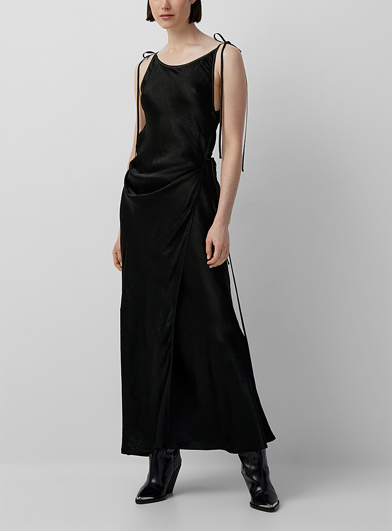 Acne Studios Black Thin straps satiny dress for women