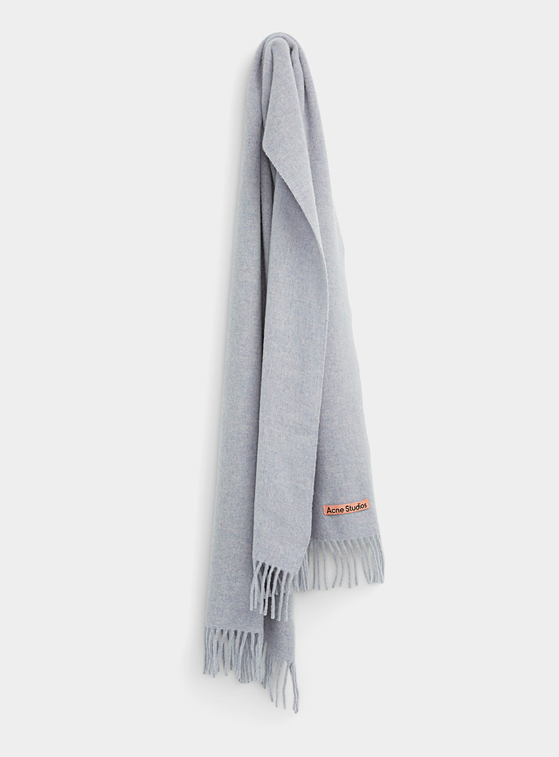 Acne Studios Slate Blue Colourful slim wool scarf for women