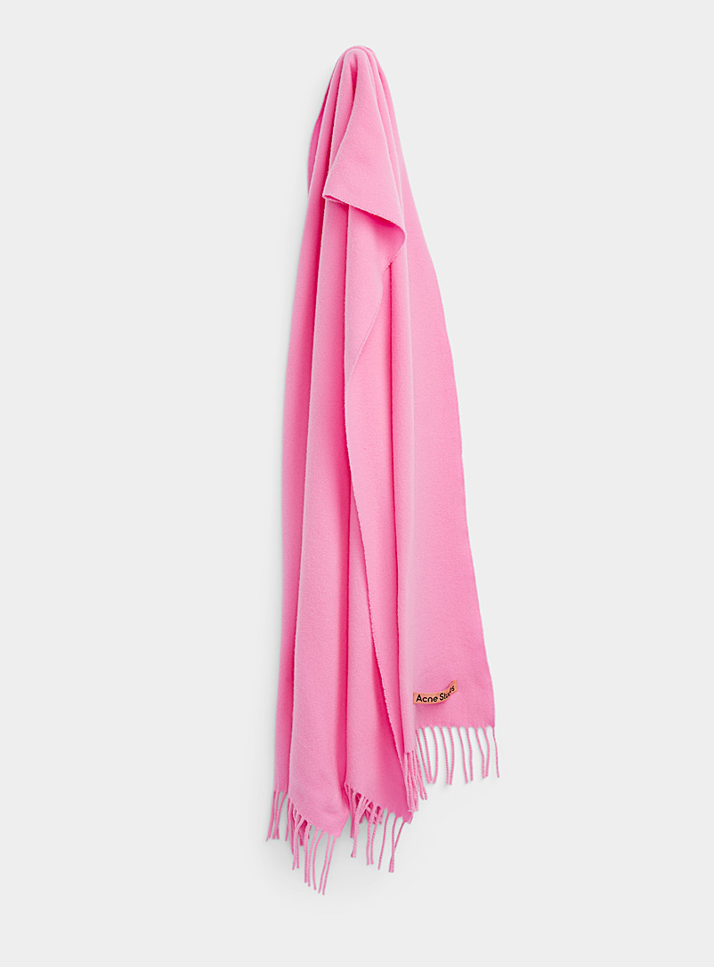 Acne Studios: L'écharpe étroite laine colorée Rose pour femme