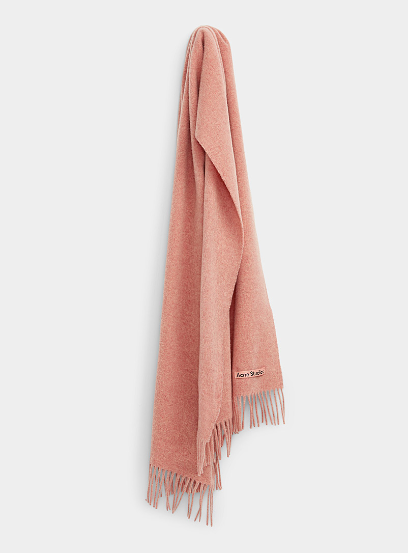 Acne Studios: L'écharpe étroite laine colorée Vieux rose pour femme