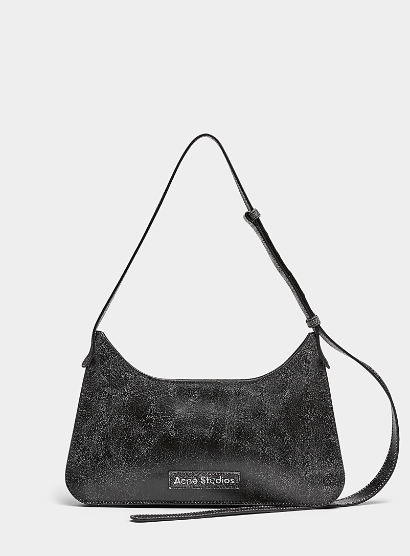 Acne Studios Black Platt crinkle-effect baguette bag for women