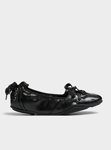 Acne Studios Black Lace-up textured leather sneaker-ballet flat Women for women