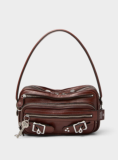 Acne Studios: Le sac &agrave; main &agrave; sangles en cuir Camero Fauve - Tabac pour femme
