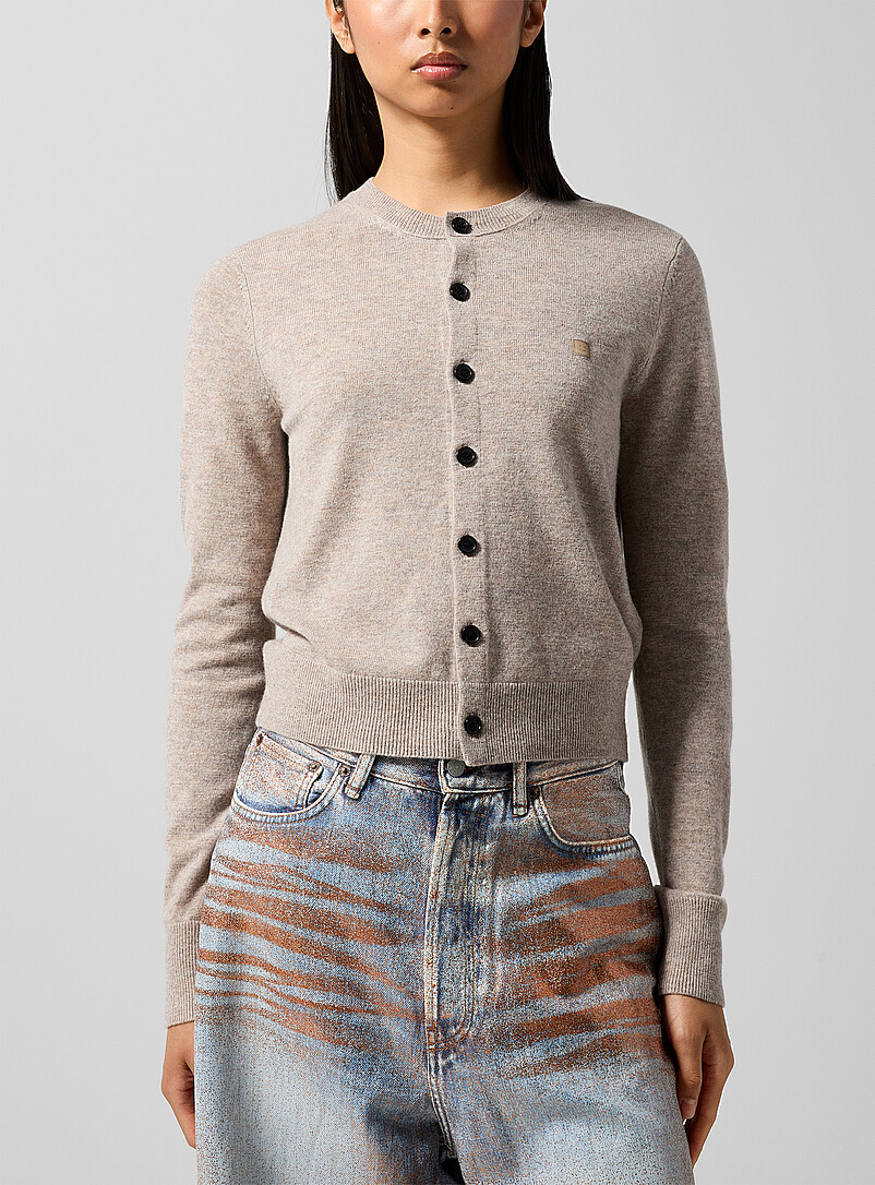 Face Patch Wool Cardigan