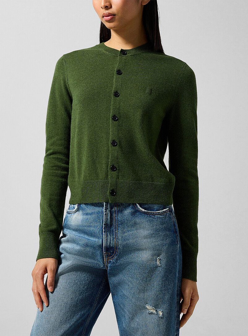 Face Patch Wool Cardigan