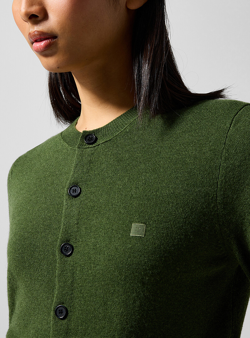 Face patch wool cardigan product image 2