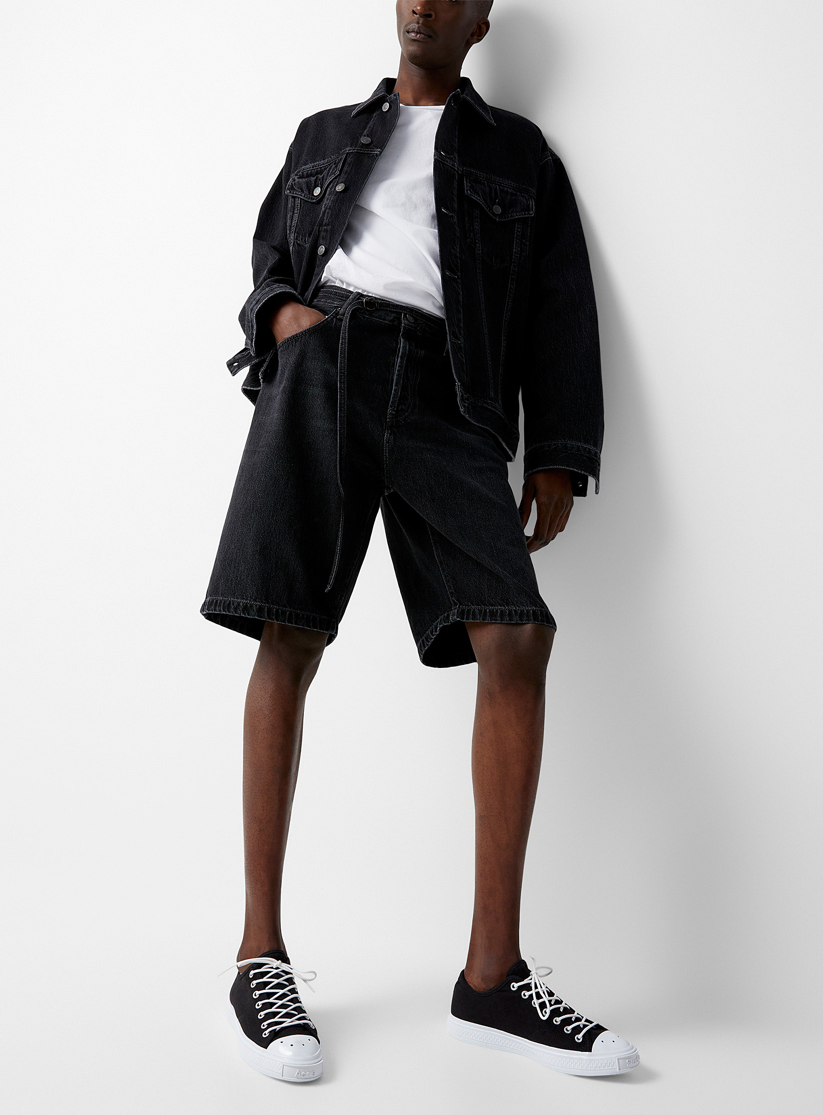 Acne Studios - Men's Belted black denim Bermuda Shorts