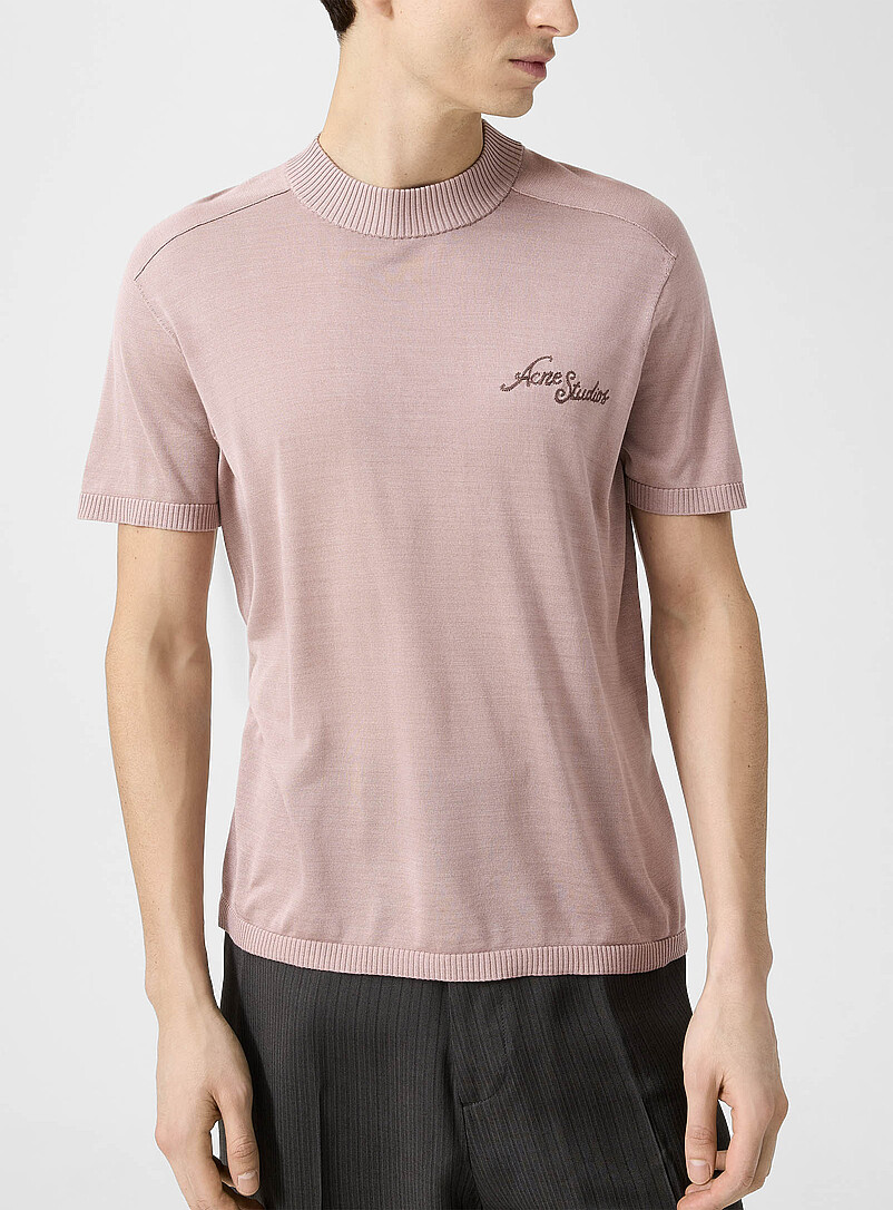 Embroidered Logo Pure Silk Short-Sleeve Sweater