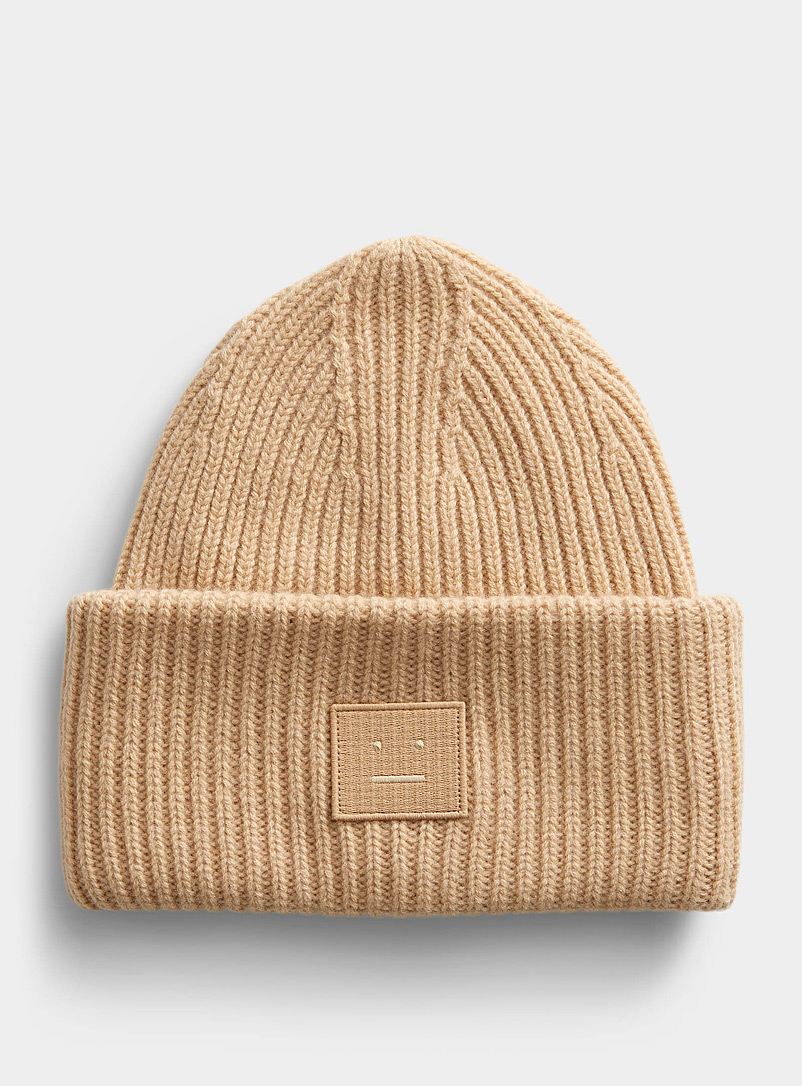 Face Logo Oversized Turned-Up Cuff Toque