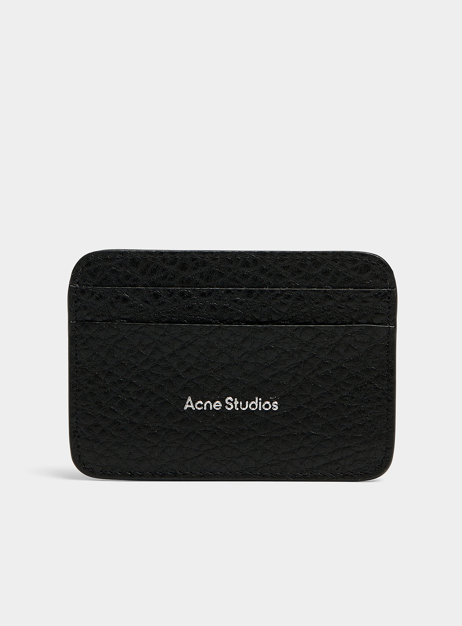 Shop Acne Studios Embossed Signature Grained Leather Card Case In Black