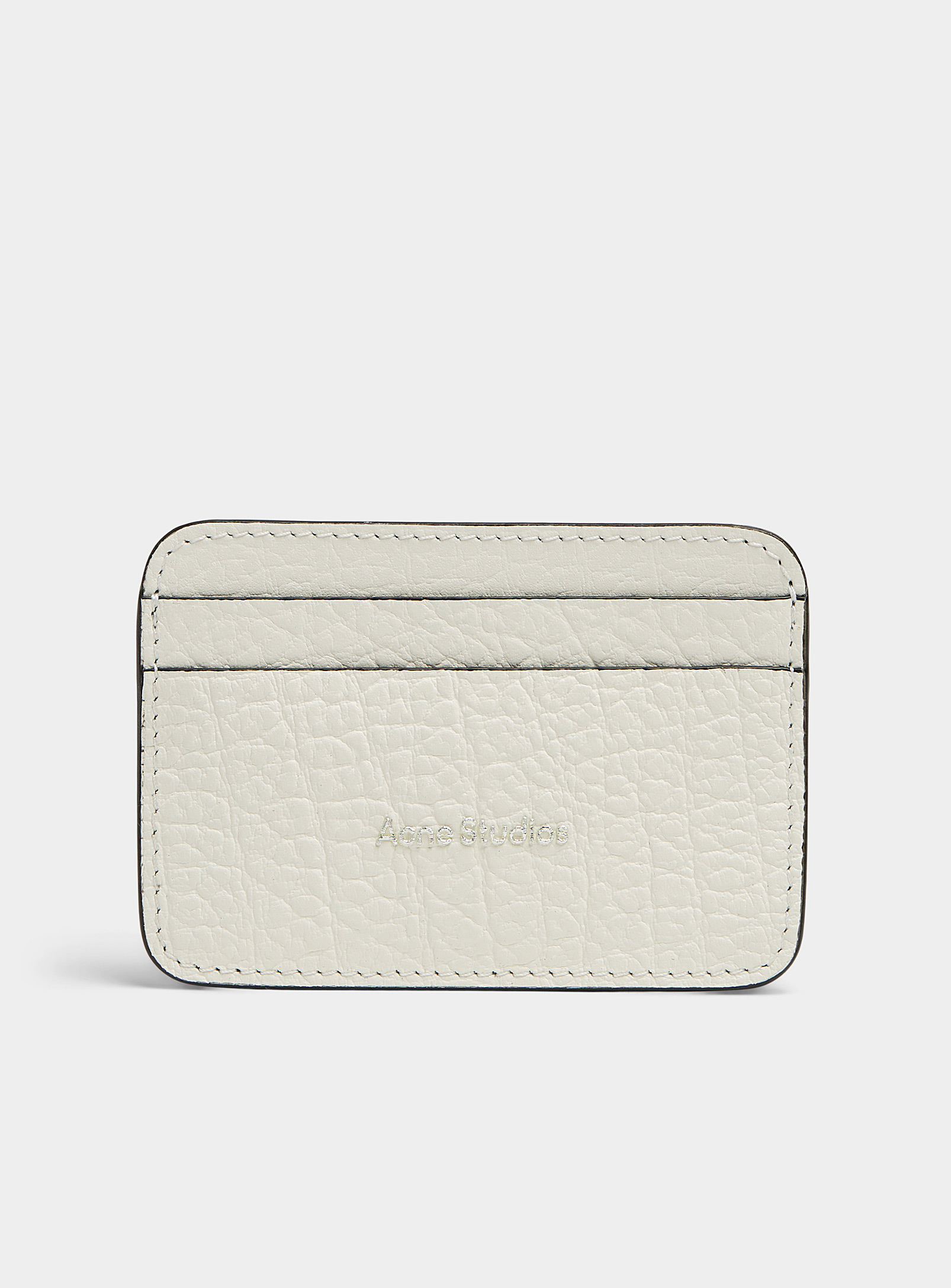 Acne Studios Embossed Signature Grained Leather Card Case In Neutral