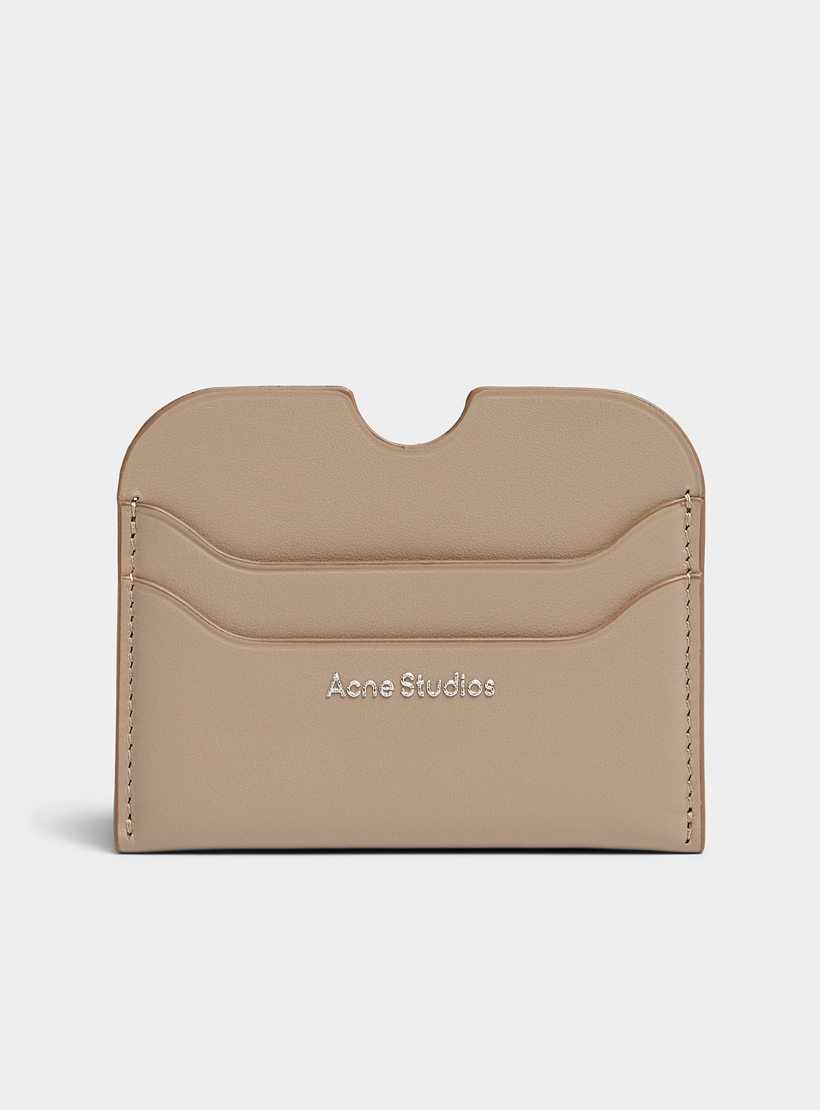 Acne Studios Embossed Signature Plain Leather Card Case In Gray