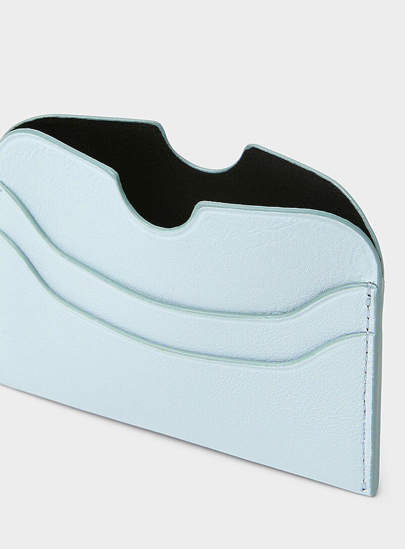 Powder blue leather logo card holder product image 2