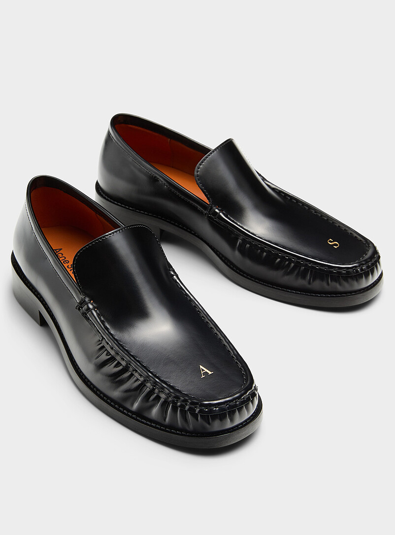 Metallized letter leather loafers Men product image 3