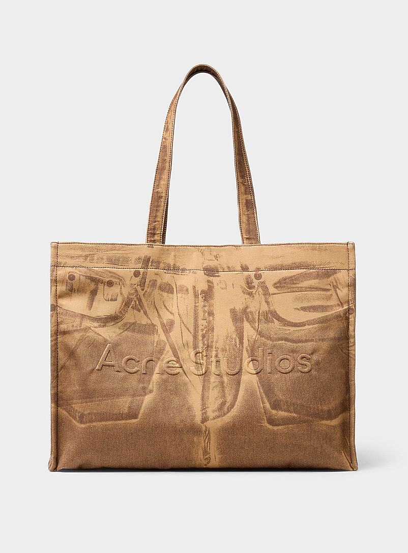 Printed denim tote bag product image (primary)