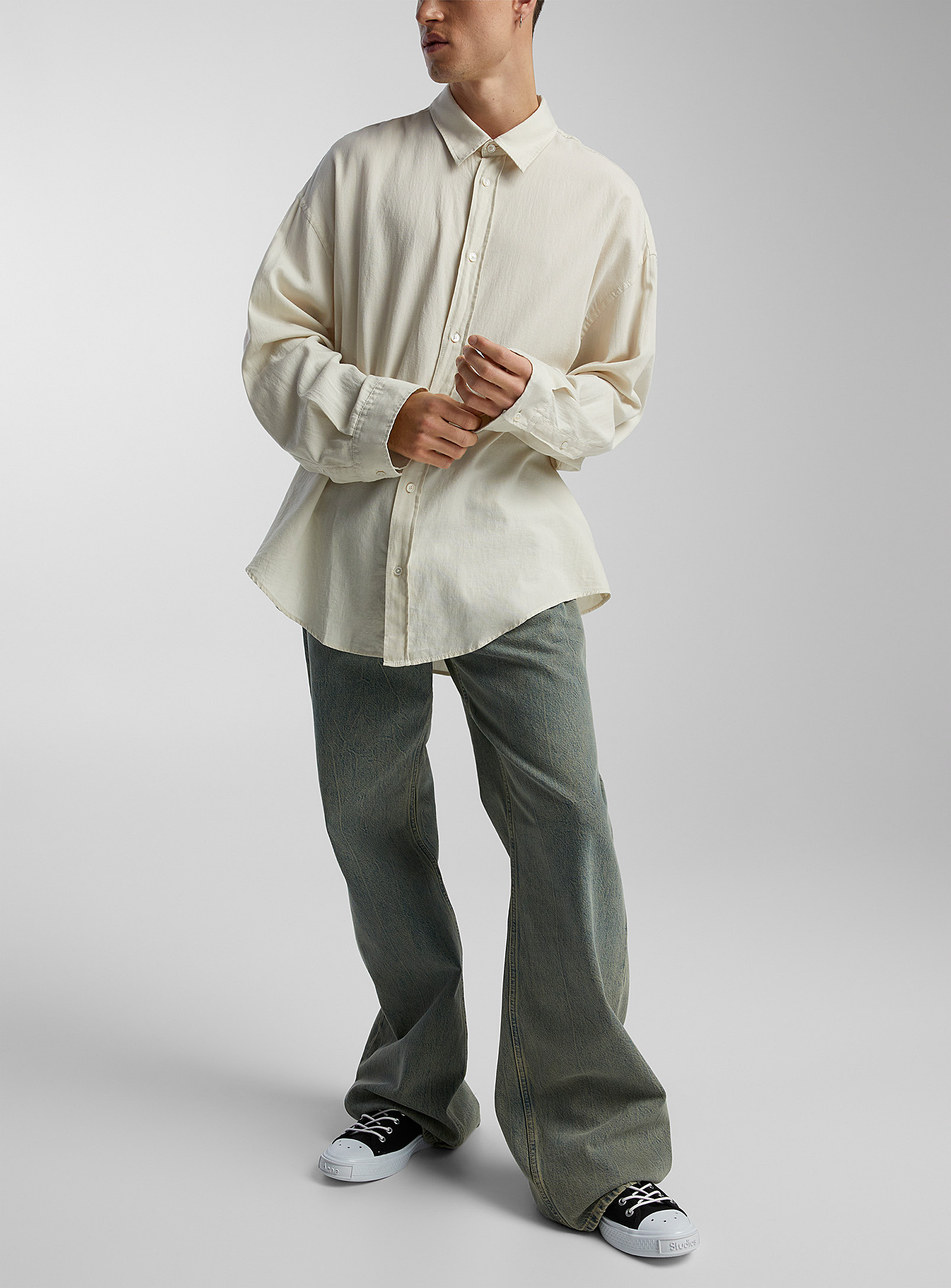 Acne Studios - Men's Piqué cotton ivory shirt