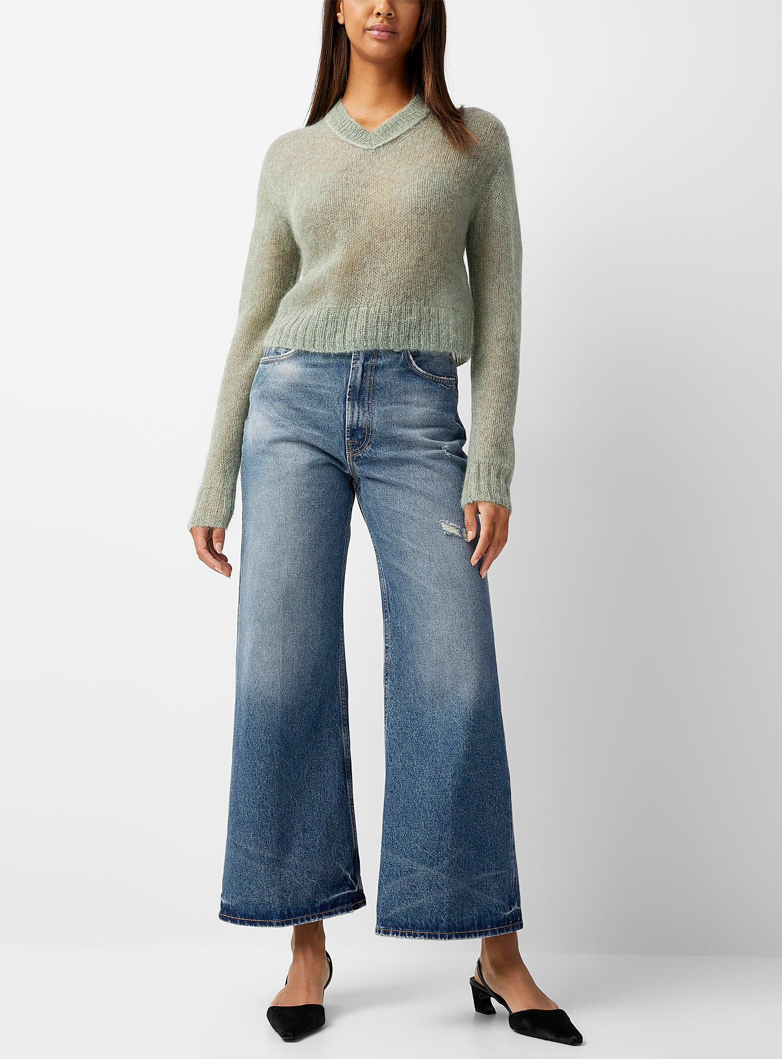 Acne Studios - Women's Distressed accents loose blue jean