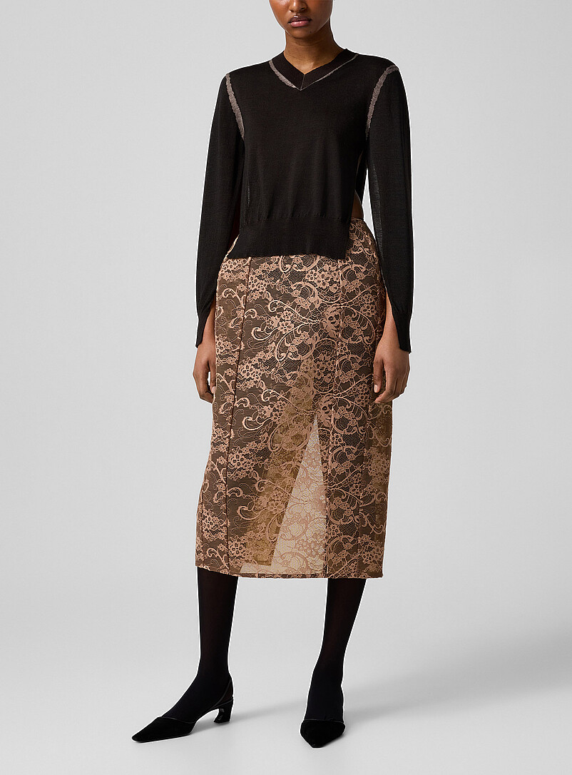 Structured lace pencil skirt product image (primary)