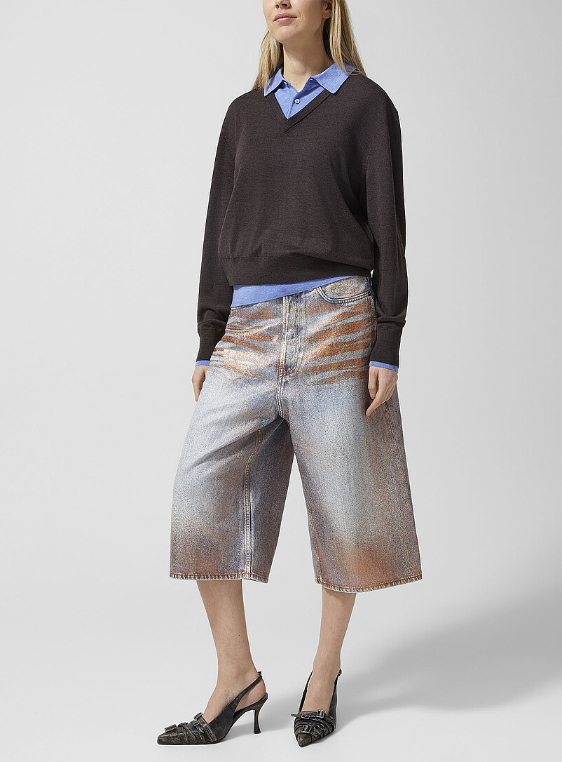 Shimmering Denim Bermuda Short