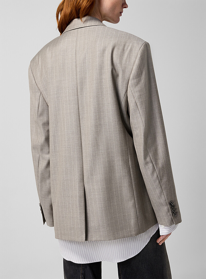 Fine-striped layered-look blazer product image 3