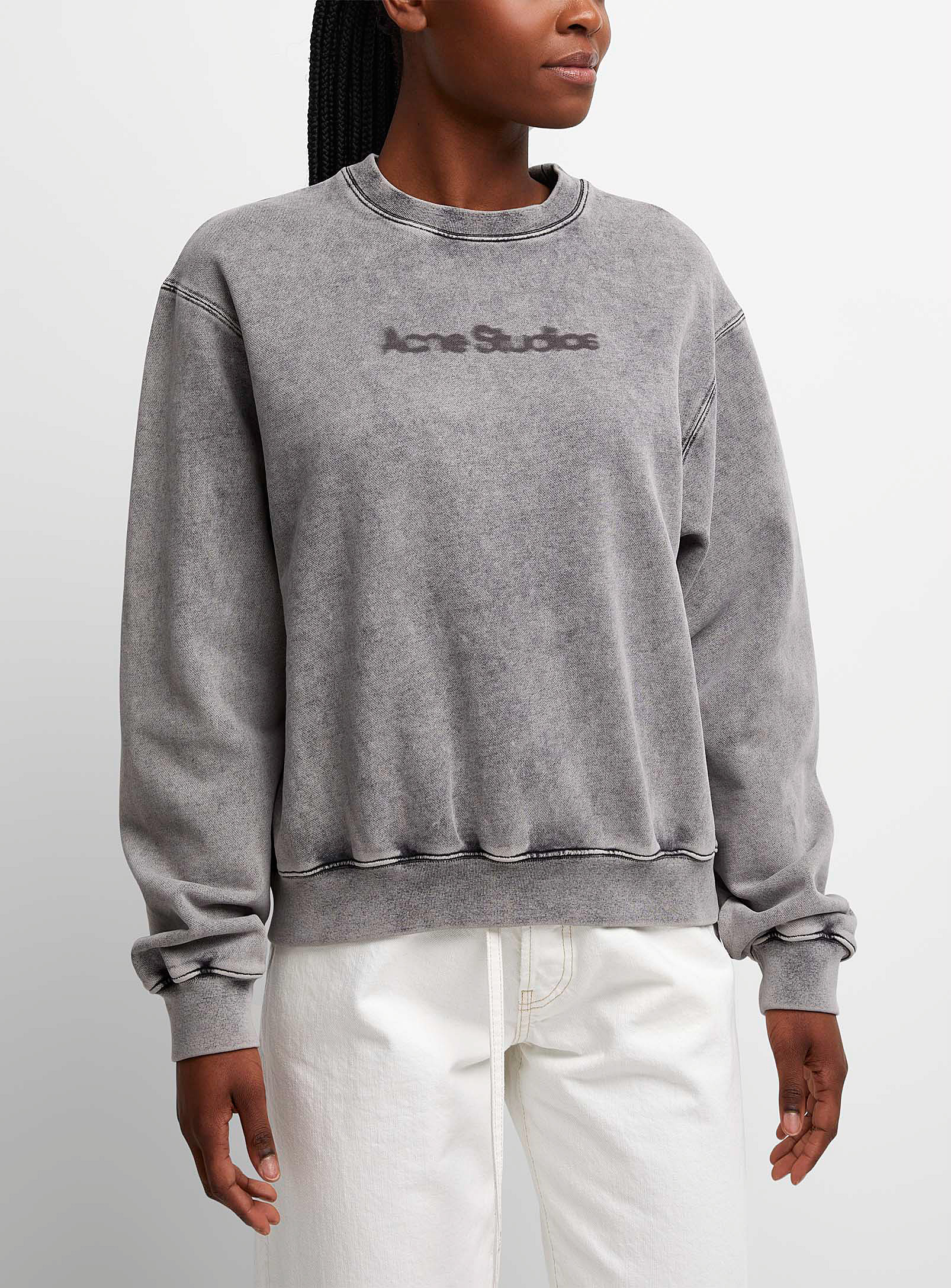 Acne Studios Logo Faded Sweatshirt In Light Grey