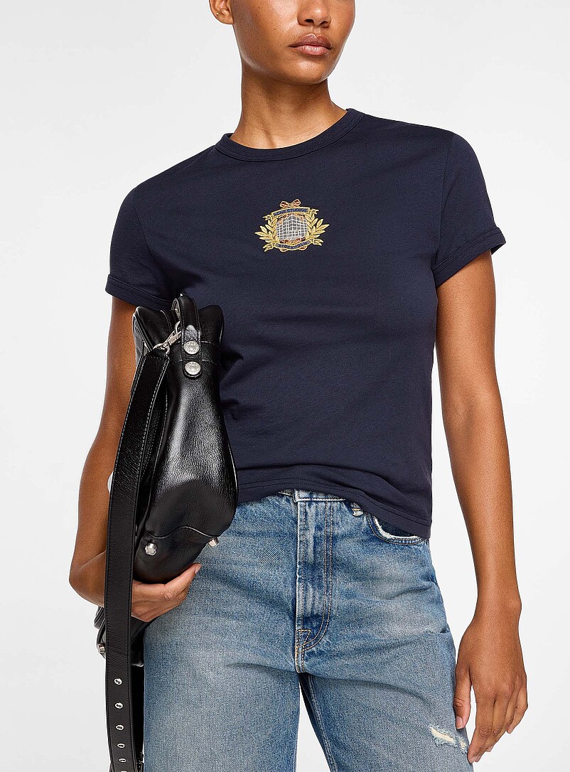 Crest patch navy T-shirt product image (primary)