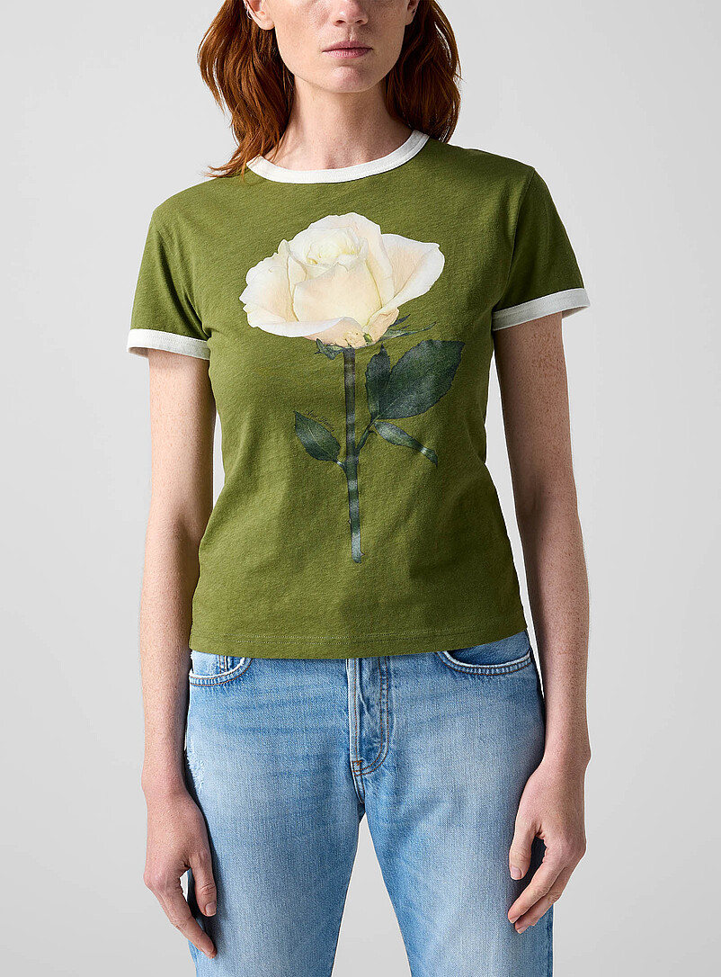 White rose T-shirt product image (primary)