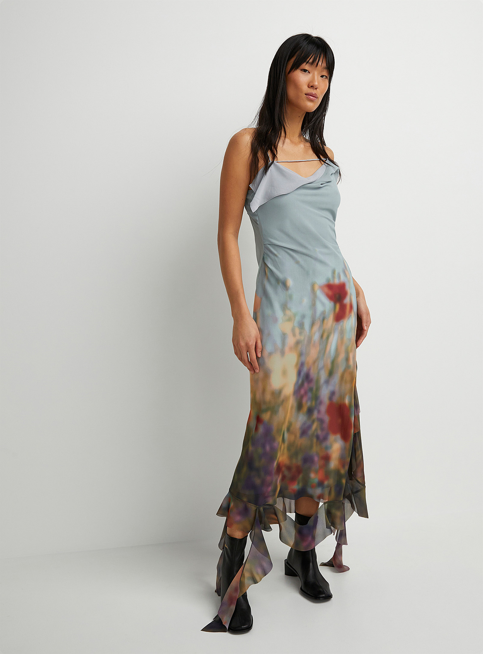 Shop Acne Studios Airy Garden Ruffled Dress In Assorted