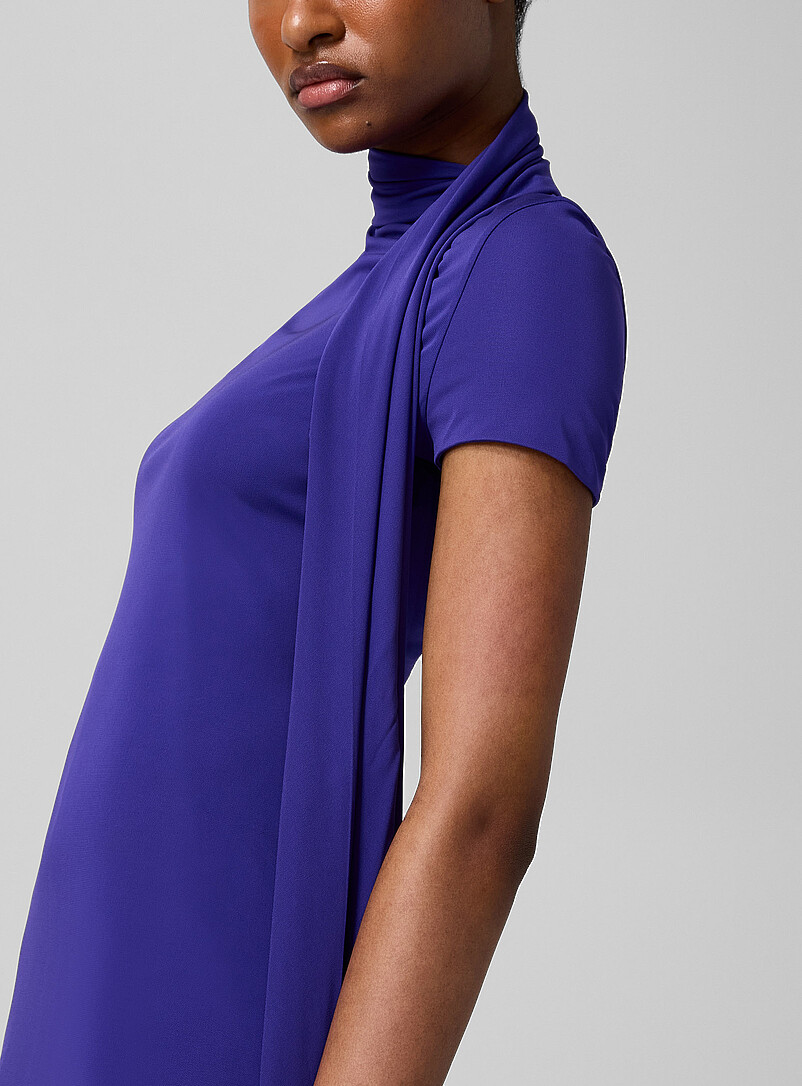 Scarved mock-neck asymmetrical dress product image 2