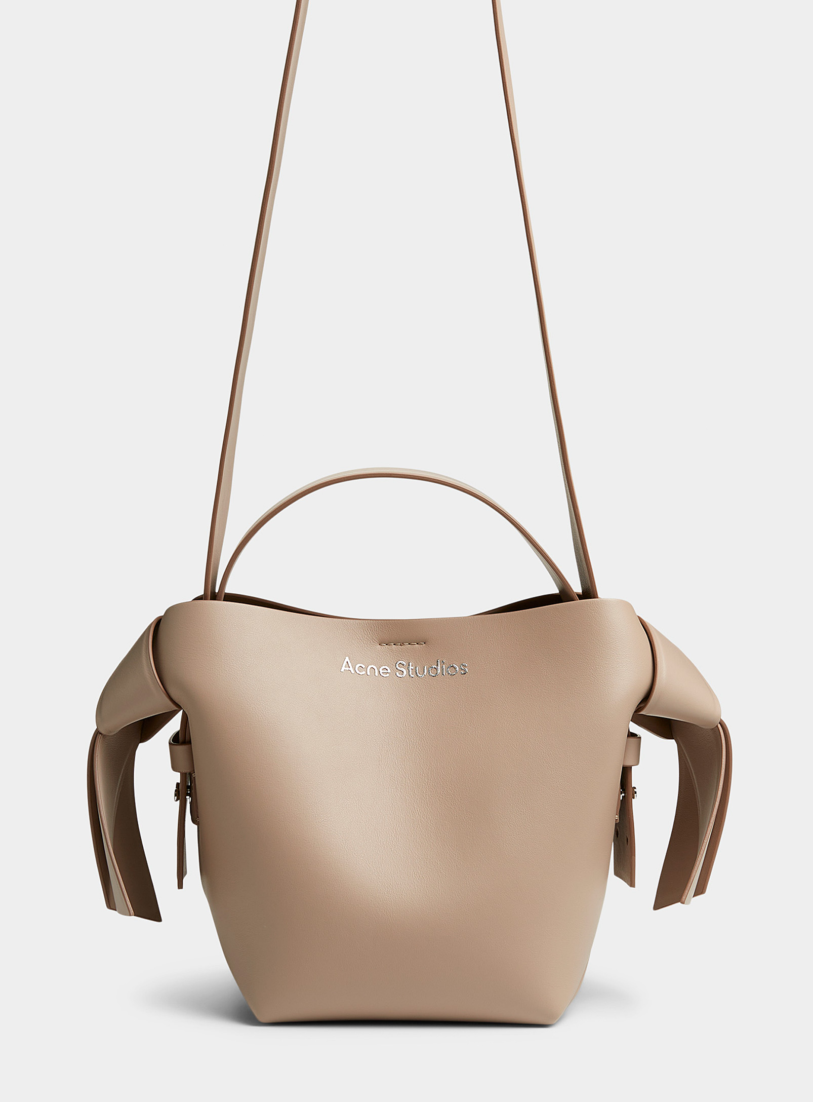 Shop Acne Studios Musubi Tan Knots Crossbody Mini-bag In Cream Beige